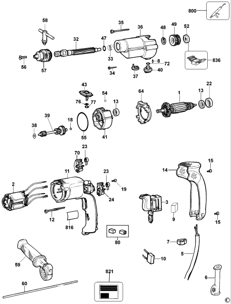 DEWALT Ersatzteile BOHRHAMMER DW501 Typ: 4 XJ