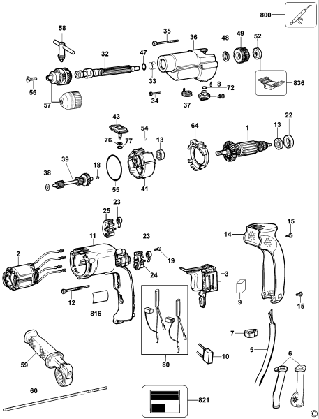 DEWALT Ersatzteile BOHRHAMMER DW505 Typ: 4 QS