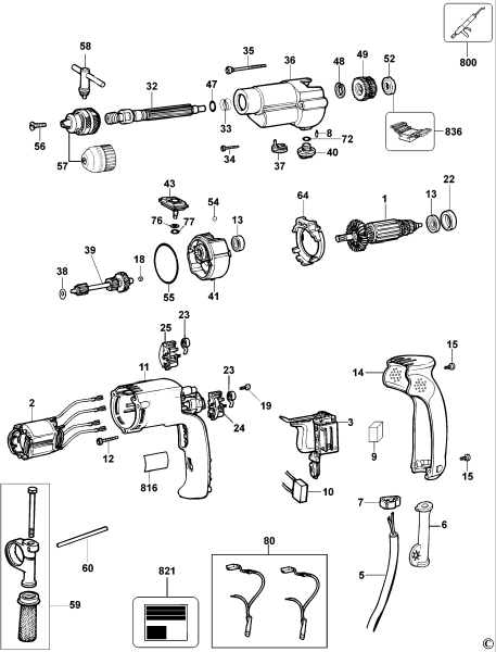 DEWALT Ersatzteile BOHRHAMMER DW500 Typ: 2 QS
