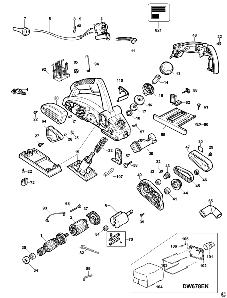DEWALT Ersatzteile HOBELMASCHINE DW678E Typ: 4 QS