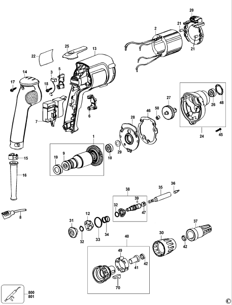 DEWALT Ersatzteile SCHRAUBENDREHER DW255 Typ: 3 XJ