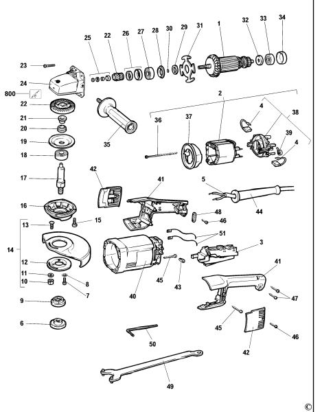 DEWALT Ersatzteile WINKELSCHLEIFER DW490 Typ: 3 QS