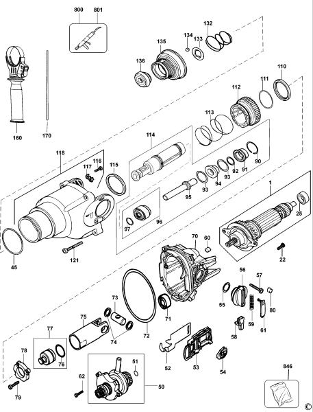 DEWALT Ersatzteile HAMMER D25103K Typ: 2 QS
