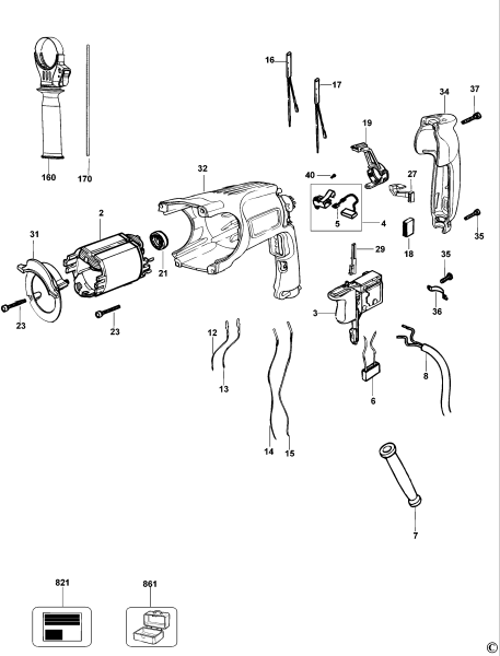 DEWALT Ersatzteile DREHHAMMER D25104K Typ: 2 QS