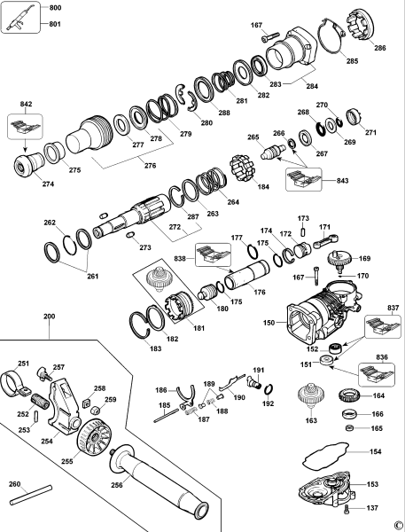 DEWALT Ersatzteile DREHHAMMER D25600K Typ: 3 QS