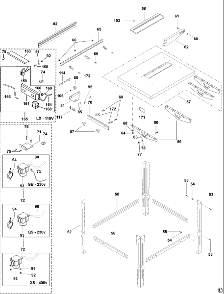 DEWALT Ersatzteile STANDORTSÄGE D27400 Typ: 1 QS