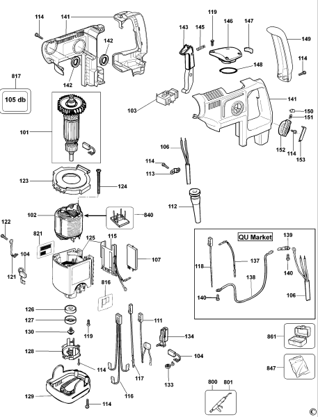 DEWALT Ersatzteile DREHHAMMER D25404K Typ: 2 QS