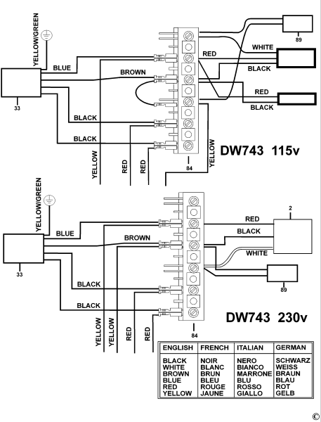 DEWALT Ersatzteile KAPP. UND GEHRUNGSSAGE DW743 Typ: 2 QS