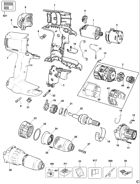 DEWALT Ersatzteile KOMBINATIONSEINHEIT DC981K Typ: 10 QW