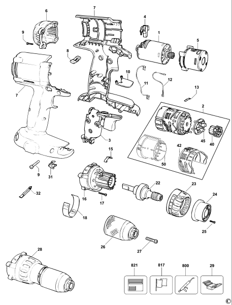 DEWALT Ersatzteile BOHRER/ANTRIEB DC980K Typ: 10 QW