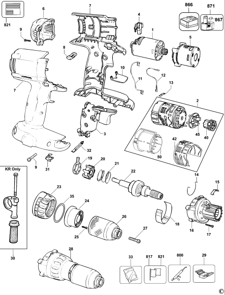 DEWALT Ersatzteile KOMBINATIONSEINHEIT DC984K Typ: 10 QW