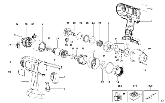 DEWALT Ersatzteile SCHLAGSCHRAUBENSCHL. DW059K Typ: 1 QW