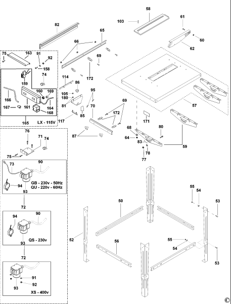 DEWALT Ersatzteile STANDORTSÄGE D27400 Typ: 2 QS