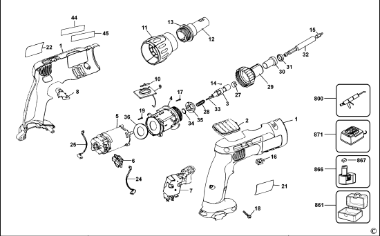 DEWALT Ersatzteile AKKU-SCHAUBENDREHER DC520K Typ: 1 QW