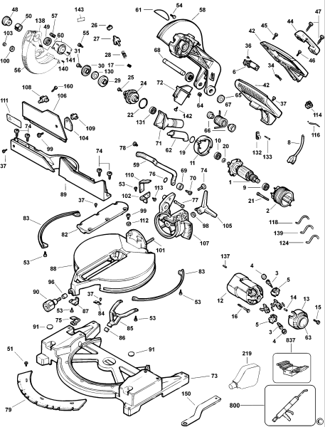 DEWALT Ersatzteile GEHRUNGSSÄGE DW705 Typ: 6 XJ
