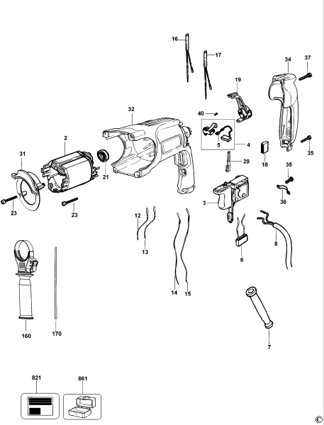 DEWALT Ersatzteile DREHHAMMER D25102K Typ: 3 QS