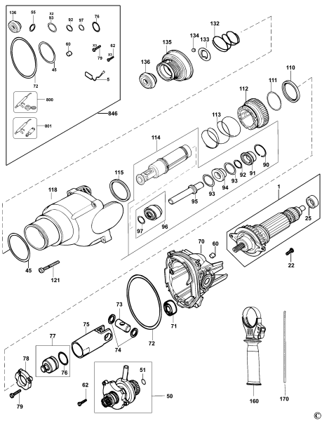 DEWALT Ersatzteile DREHHAMMER D25201K Typ: 3 QS