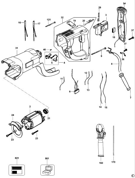 DEWALT Ersatzteile HAMMER D25203K Typ: 3 QS