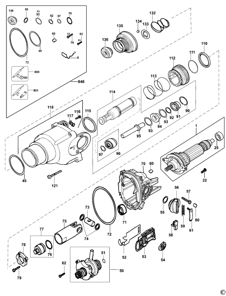 DEWALT Ersatzteile HAMMER D25203K Typ: 3 QS