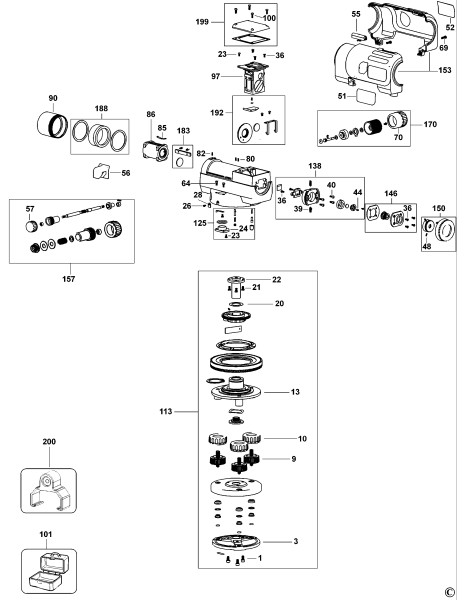 DEWALT Ersatzteile HALBAUTOMATIK-NIVELLIERER DW096PK Typ: 1 XJ