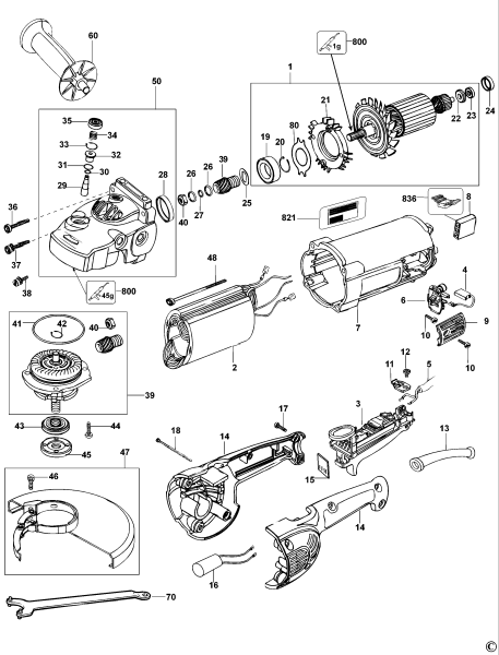 DEWALT Ersatzteile WINKELSCHLEIFER D28415 Typ: 1 QS