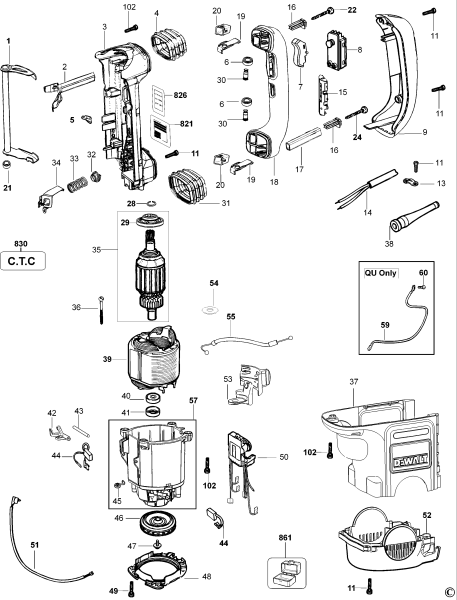 DEWALT Ersatzteile DREHHAMMER D25701K Typ: 1 QS