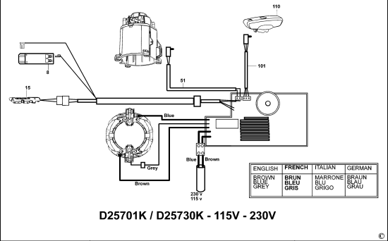 DEWALT Ersatzteile DREHHAMMER D25701K Typ: 1 QS