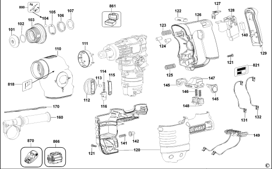 DEWALT Ersatzteile DREHHAMMER DC223K Typ: 1 QW