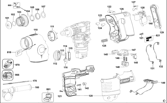 DEWALT Ersatzteile DREHHAMMER DC222K Typ: 1 QW