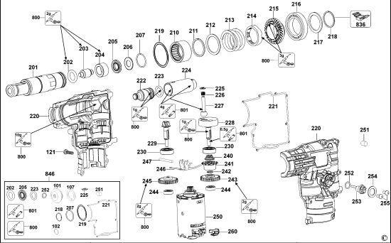 DEWALT Ersatzteile DREHHAMMER DC222K Typ: 1 QW