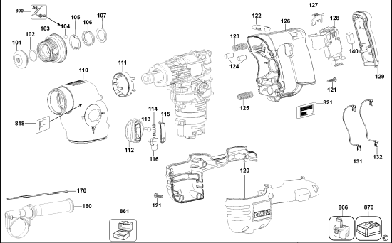 DEWALT Ersatzteile DREHHAMMER DC213 Typ: 1 QW