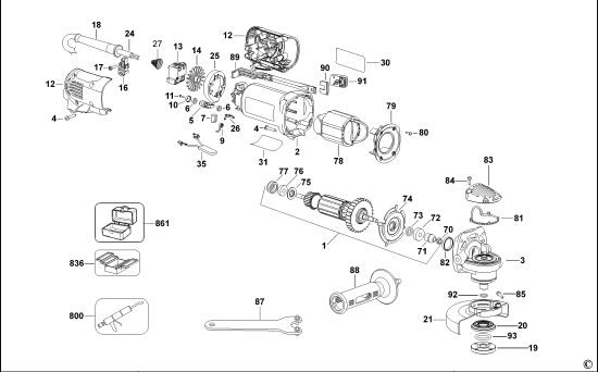 DEWALT Ersatzteile KLEINER WINKELSCHLEIFER D28113 Typ: 1 QS