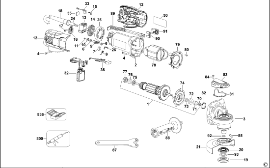DEWALT Ersatzteile KLEINER WINKELSCHLEIFER D28116 Typ: 1 QS
