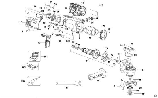 DEWALT Ersatzteile KLEINER WINKELSCHLEIFER D28136 Typ: 1 QS