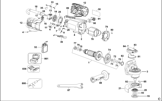 DEWALT Ersatzteile KLEINER WINKELSCHLEIFER D28133 Typ: 1 QS