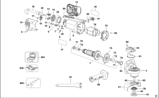 DEWALT Ersatzteile KLEINER WINKELSCHLEIFER D28135 Typ: 1 QS