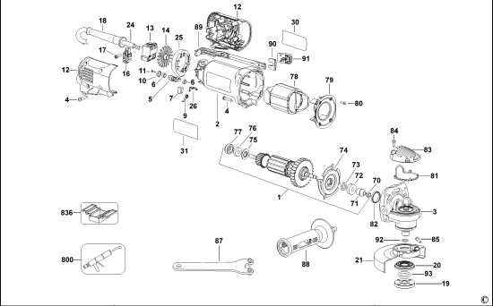 DEWALT Ersatzteile KLEINER WINKELSCHLEIFER D28141 Typ: 1 QS