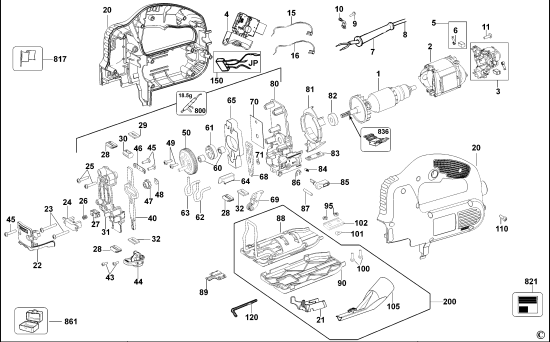 DEWALT Ersatzteile STICHSÄGE DW341K Typ: 1 DE