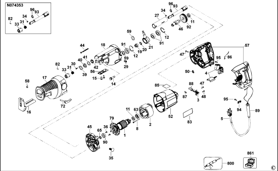 DEWALT Ersatzteile DREHBLATTSTICHSAGE DW310 Typ: 1 QS