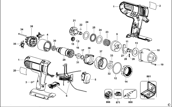 DEWALT Ersatzteile SCHLAGSCHRAUBENSCHL. DC800 Typ: 1 QW