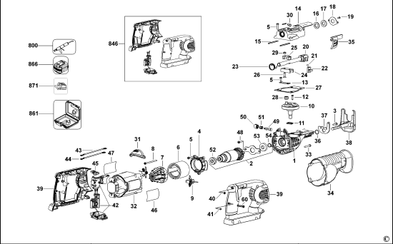 DEWALT Ersatzteile AKKU SÄBELSÄGE DC305K Typ: 1 QW
