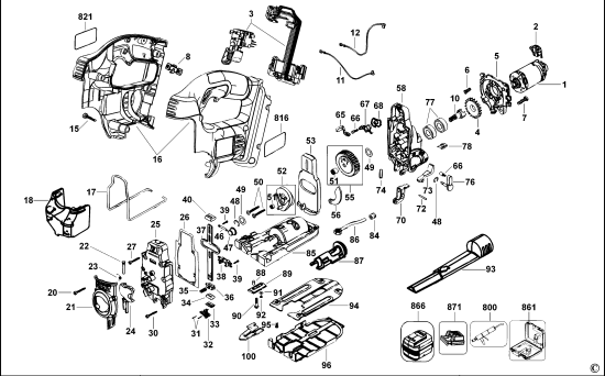 DEWALT Ersatzteile AKKU-STICHSÄGE DC308K Typ: 1 QW