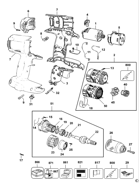 DEWALT Ersatzteile KOMBINATIONSEINHEIT DC984KN Typ: 1 XJ