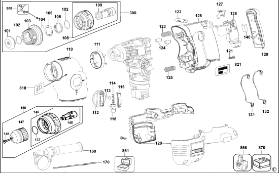 DEWALT Ersatzteile DREHHAMMER DC210K Typ: 1 DE