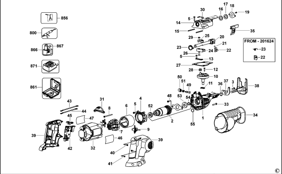DEWALT Ersatzteile AKKU SÄBELSÄGE DC385 Typ: 2 QW