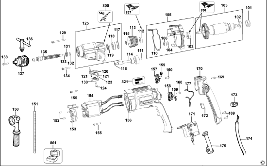 DEWALT Ersatzteile BOHRER DW520 Typ: 1 XJ