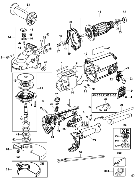DEWALT Ersatzteile WINKELSCHLEIFER D28490 Typ: 1 QS