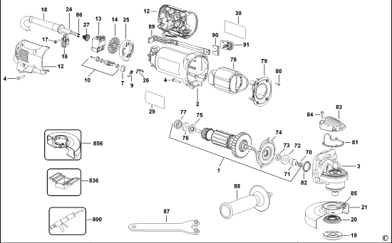 DEWALT Ersatzteile KLEINER WINKELSCHLEIFER D28800 Typ: 1 XJ