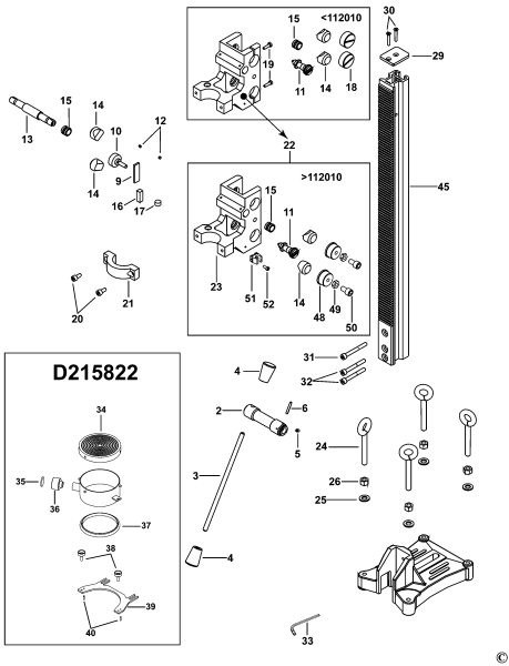 DEWALT Ersatzteile BOHRMASCHINENSTÄNDER D215821 Typ: 1 QS