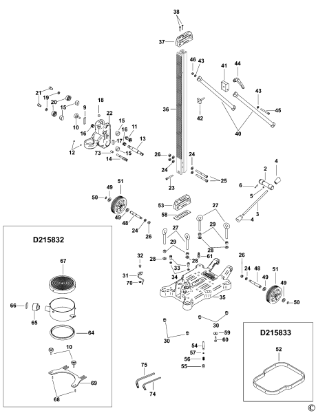 DEWALT Ersatzteile BOHRMASCHINENSTÄNDER D215831 Typ: 1 XJ